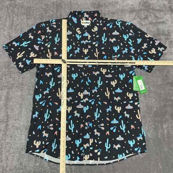 NWT Tipsy Elves Midnight Fiesta Mens XXL Black Hawaiian Shirt Button Up - Picture 6 of 9